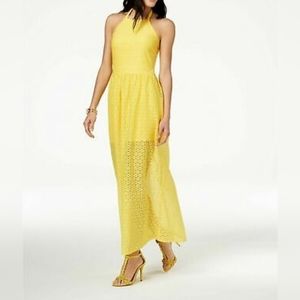 The Edit By Seventeen Juniors' Crocheted Maxi Dress in Yellow, Size 5